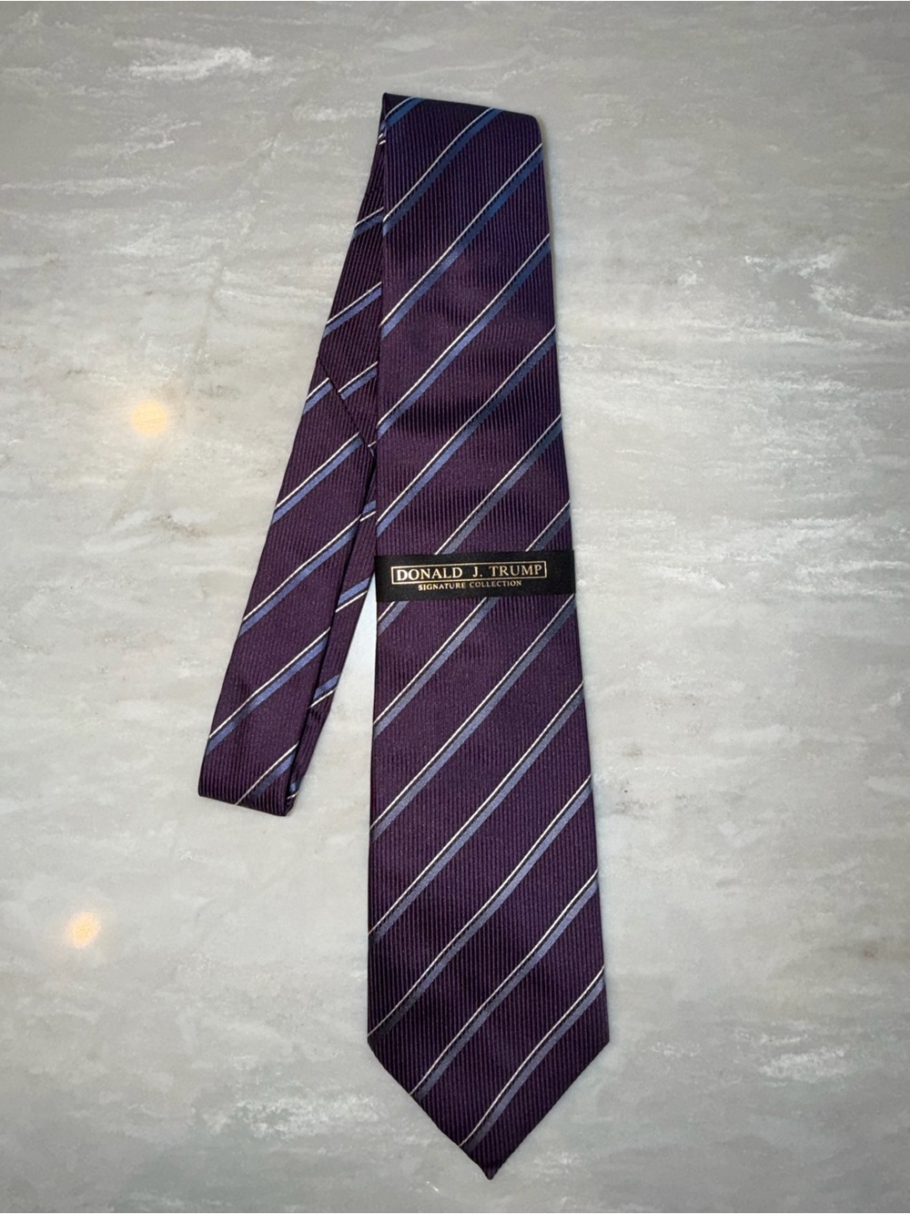 Donald J. Trump Signature Collection Tie NWT Purple Blue Striped 100% Silk